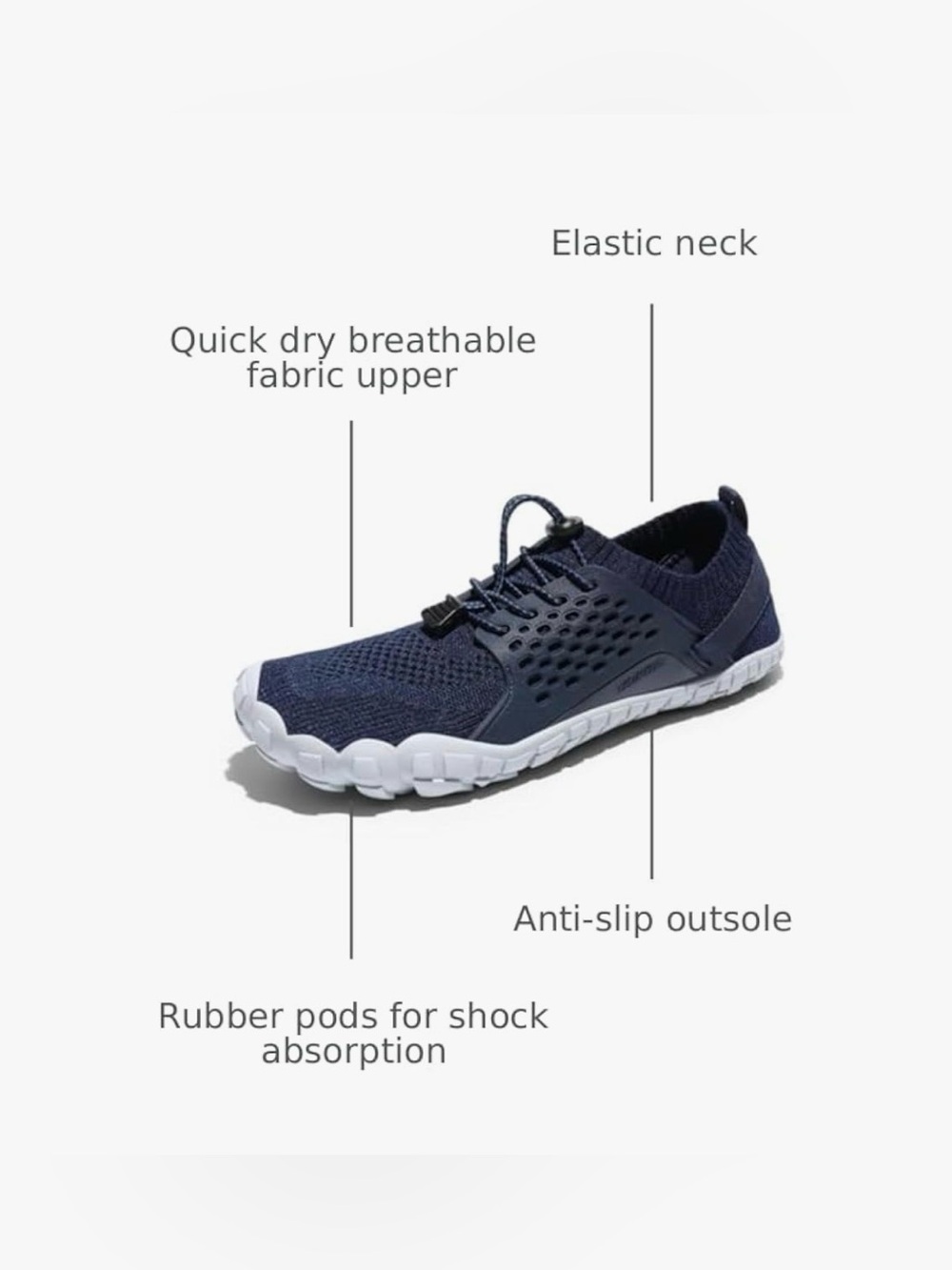 Nortiv8 Kids Navy Blue Slip-On Water Shoes with Elastic Toggle - Picture 5 of 11
